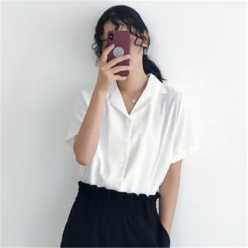 2020 Summer Women Solid White Chiffon Blouse Fashion Turn Down Collar Female Shirt Vintage Short Sleeve Tops Woman Clothes D710
2020 Summer Women Solid White Chiffon Blouse Fashion Turn Down Collar Female Shirt Vintage Short Sleeve Tops Woman Clothes D710
