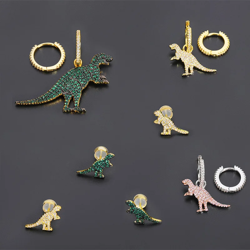 Asymmetric Dinosaur earrings for women tiny small hoop earring with Rhinestone 2019 fashion green pink 
Asymmetric Dinosaur earrings for women tiny small hoop earring with Rhinestone 2019 fashion green pink