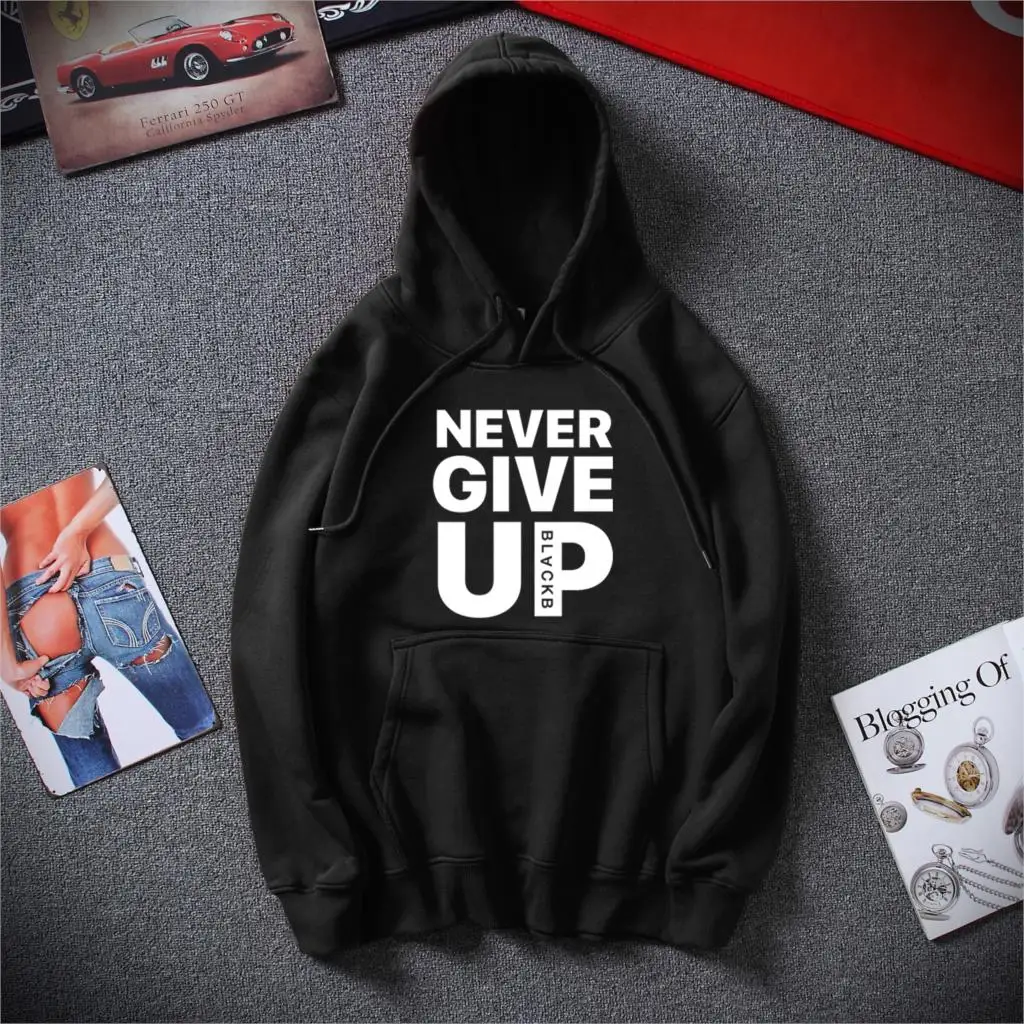 Толстовка мужская с надписью Never Give Up свитшот кофта капюшоном для Фанатов