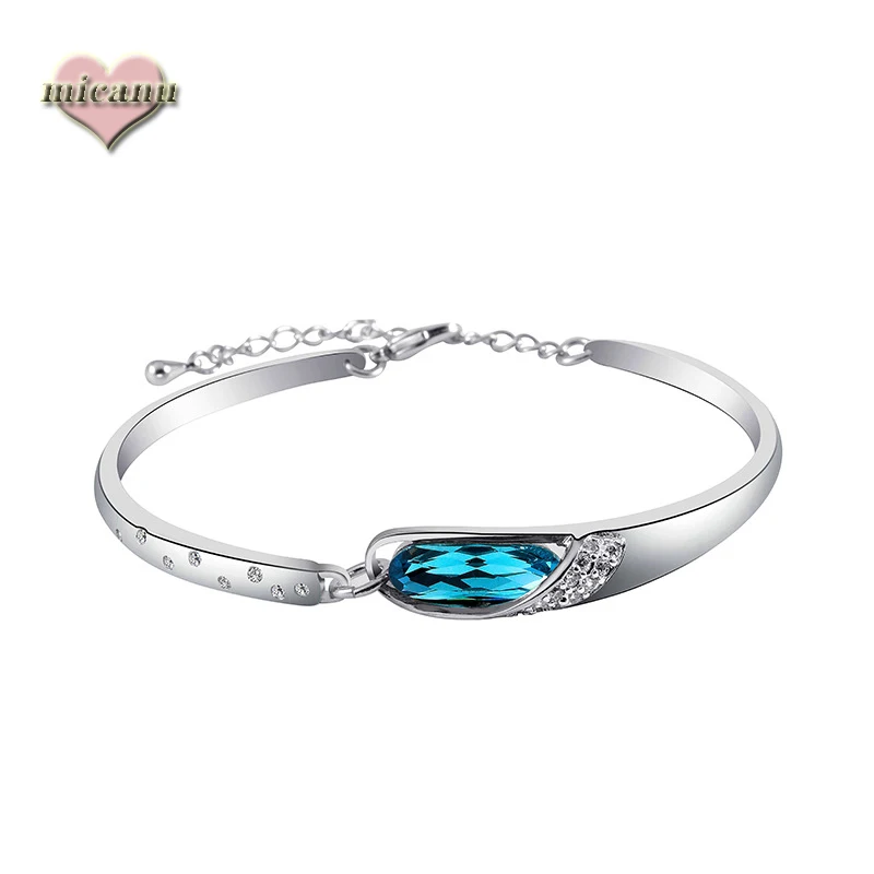 Роскошные брендовые свадебные браслеты синее стекло Женские аксессуары подарки