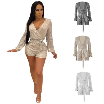 Fashion Women Ladies Sequins Jumpsuit Long Sleeve Rompers V-neck Shorts Dance Evening Party Overalls Club Wear Clothing Outfits
Fashion Women Ladies Sequins Jumpsuit Long Sleeve Rompers V-neck Shorts Dance Evening Party Overalls Club Wear Clothing Outfits