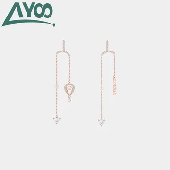 

AYOO high-quality 2020 new swa fashion glamour jewelry asymmetrical hot air balloon romantic love letter earrings woman.
