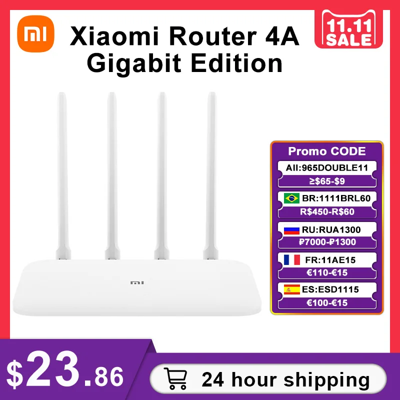Xiaomi Mi Router 4A Gigabit Edition 1000 м 2 4 ГГц 5 WiFi ROM 16 Мб DDR3 64 128 МБ высокий коэффициент усиления