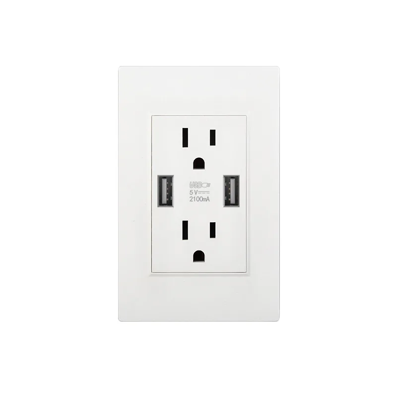 Type 120 socket American standard white 2.1a quick charging USB socket 15A American Standard Panel outlet
Type 120 socket American standard white 2.1a quick charging USB socket 15A American Standard Panel outlet