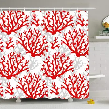 Shower Curtain Set with Hooks 60x72 Pattern Red Ocean Coral Design Sketch Gray Shore Corals Minimal Leaf On Textures Nature Line
Shower Curtain Set with Hooks 60x72 Pattern Red Ocean Coral Design Sketch Gray Shore Corals Minimal Leaf On Textures Nature Line