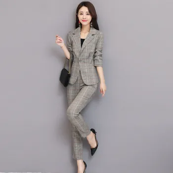 Elegant Women's Office Lady Two Pieces Sets Slim Women Pants Suits Set Female Plaid Blazers And Full Length Trousers Suit W1905
Elegant Women's Office Lady Two Pieces Sets Slim Women Pants Suits Set Female Plaid Blazers And Full Length Trousers Suit W1905
