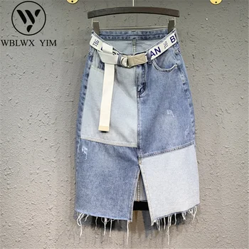 Fashion Patchwork Denim Skirt Women Spring Summer High waist Mid Long Package Hip Skirt Female Sexy Split irregular Jeans Skirts
Fashion Patchwork Denim Skirt Women Spring Summer High waist Mid Long Package Hip Skirt Female Sexy Split irregular Jeans Skirts