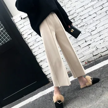 Autumn Winter Solid Color High Waist Pants Thick Warmer Cropped Straight Pants Women's Wide Leg Pants
Autumn Winter Solid Color High Waist Pants Thick Warmer Cropped Straight Pants Women's Wide Leg Pants