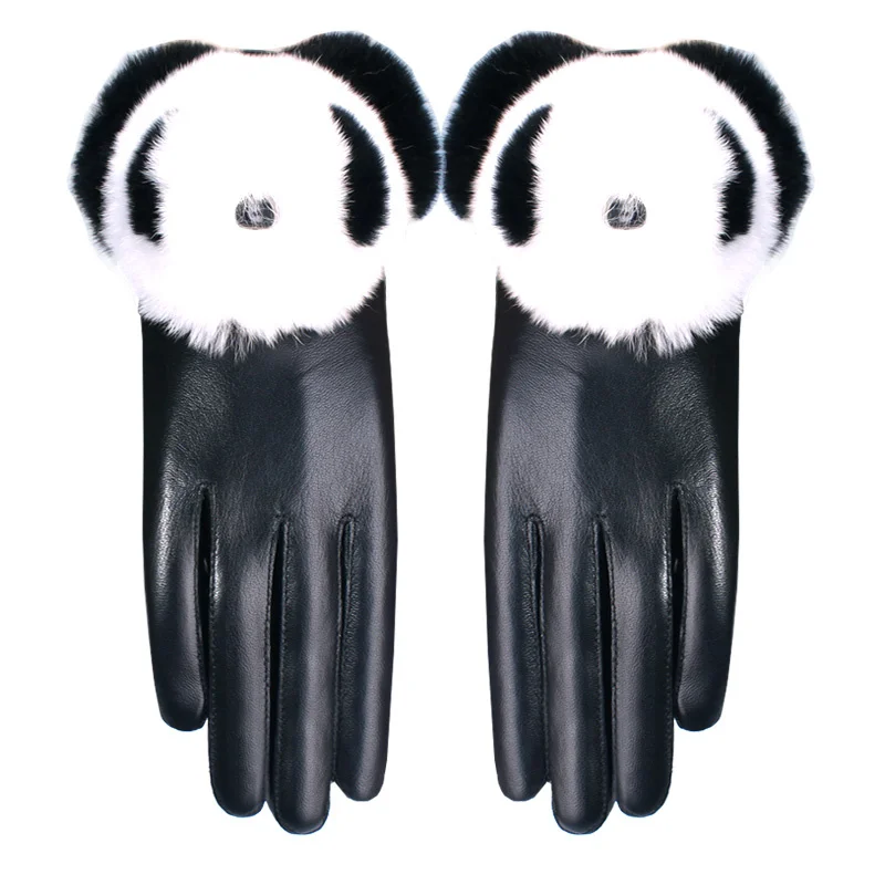 Rex rabbit women Cute panda sheepskin gloves real fur genuine leather gloves thick warm luvas de inverno
Rex rabbit women Cute panda sheepskin gloves real fur genuine leather gloves thick warm luvas de inverno