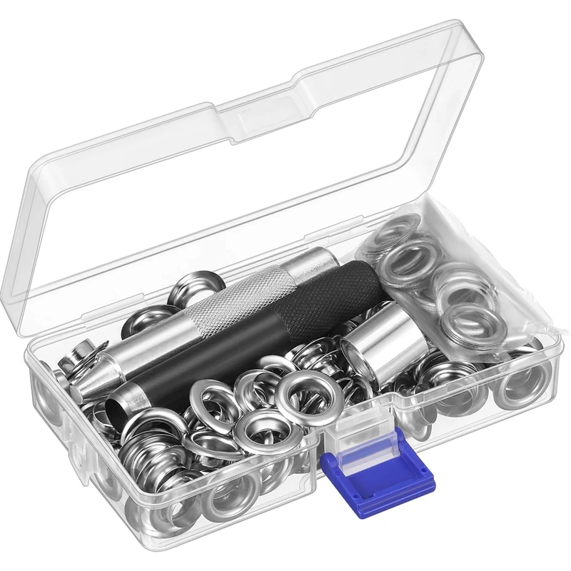 Grommet Tool Kit, Grommet Setting Tool And 100 Sets Grommets Eyelets With Storage Box (1/2 Inch Inside Diameter)
Grommet Tool Kit, Grommet Setting Tool And 100 Sets Grommets Eyelets With Storage Box (1/2 Inch Inside Diameter)