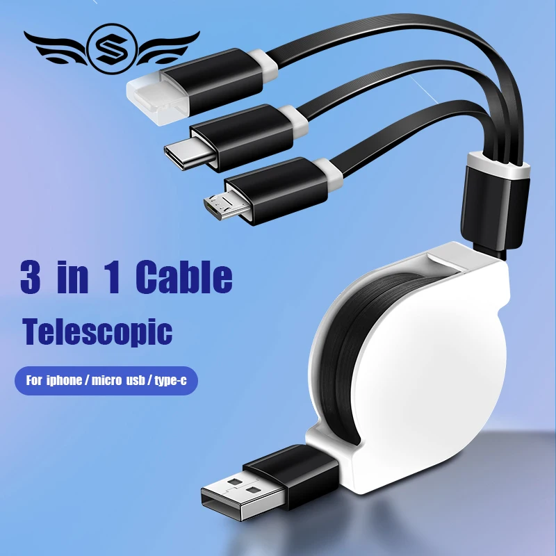 Hot Sell Multi Function 3 in 1 usb cable Universal Fast Charging Data Line Type-c Three In One Telescopic Usb Extension Cable
Hot Sell Multi Function 3 in 1 usb cable Universal Fast Charging Data Line Type-c Three In One Telescopic Usb Extension Cable
