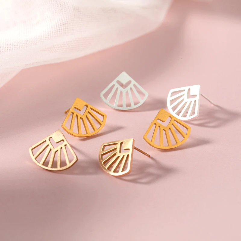 Fan-Earrings-Women-Accessories-Fan-Shaped-Jewelry-Vintage-Camber-Fan-Gold-Earring-Big-Sliver-Earrings-for
