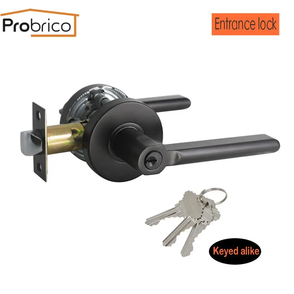 Probrico black handles for interior doors Modern front back levers with lock cylinder Entrance Lock Bedroom wooden door hardware
Probrico black handles for interior doors Modern front back levers with lock cylinder Entrance Lock Bedroom wooden door hardware