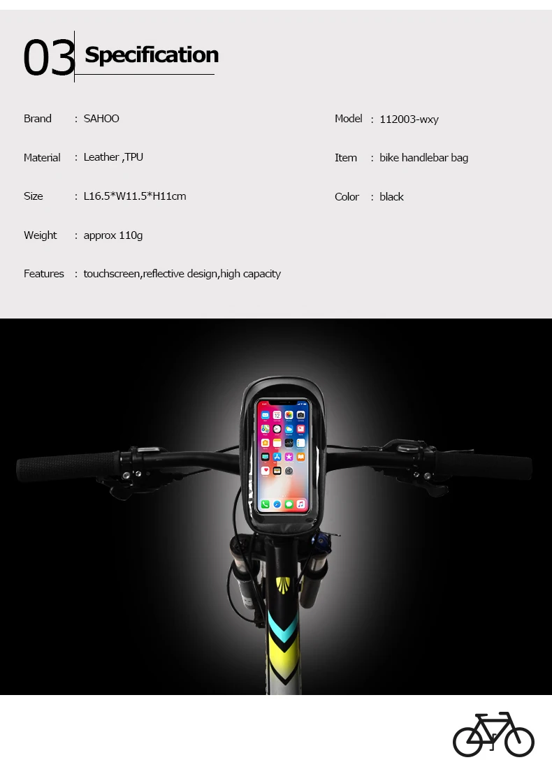 Clearance Roswheel Sahoo Series 112003 Cycling Bicycle Bike Head Tube Handlebar Cell Mobile Phone Bag Case Holder Case Pannier 6.5in Phone 13