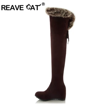 REAVE CAT Autumn Women Over-the Knee boots Round toe Wedges Hidden heel Flock Butterfly Big size 33-44 Black BrownCasual S1982
REAVE CAT Autumn Women Over-the Knee boots Round toe Wedges Hidden heel Flock Butterfly Big size 33-44 Black BrownCasual S1982