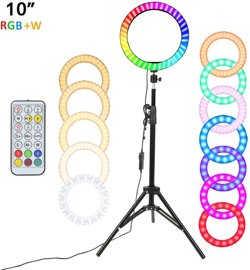 10" RGB LED Ring Light Selfie Photographic Lighting Colorful Ring Lamp Dimmable with Control Stand for TikTok Youtube Vlog Live
10" RGB LED Ring Light Selfie Photographic Lighting Colorful Ring Lamp Dimmable with Control Stand for TikTok Youtube Vlog Live