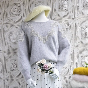 Fashion women Embroidery vintage Flower knitted pullover long sleeve o-neck loose Angora rabbit hair knitted sweater
Fashion women Embroidery vintage Flower knitted pullover long sleeve o-neck loose Angora rabbit hair knitted sweater