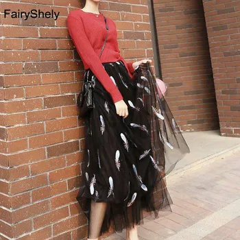 FairyShely 2020 Tulle Pleated Embroidery Long Skirt Women Summer Elastic Band High Waist Irregular Mesh Skirt White Office Skirt
FairyShely 2020 Tulle Pleated Embroidery Long Skirt Women Summer Elastic Band High Waist Irregular Mesh Skirt White Office Skirt