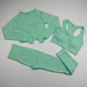 Women Seamless Yoga Set Fitness Sports Suits Yoga Long Sleeve Shirts High Waist Running Leggings Workout Bra Top Gym Clothing 
Women Seamless Yoga Set Fitness Sports Suits Yoga Long Sleeve Shirts High Waist Running Leggings Workout Bra Top Gym Clothing