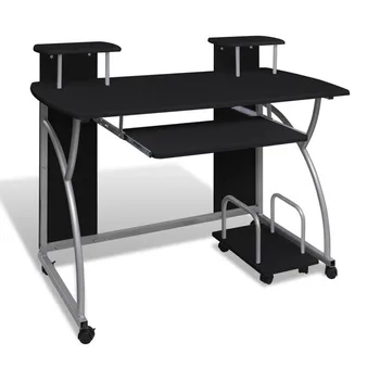 Mobile Computer Desk Pull Out Tray With Two Additional Second Shelves Black Modern Simple Compact Office Home Table 120 X 60 Cm
Mobile Computer Desk Pull Out Tray With Two Additional Second Shelves Black Modern Simple Compact Office Home Table 120 X 60 Cm