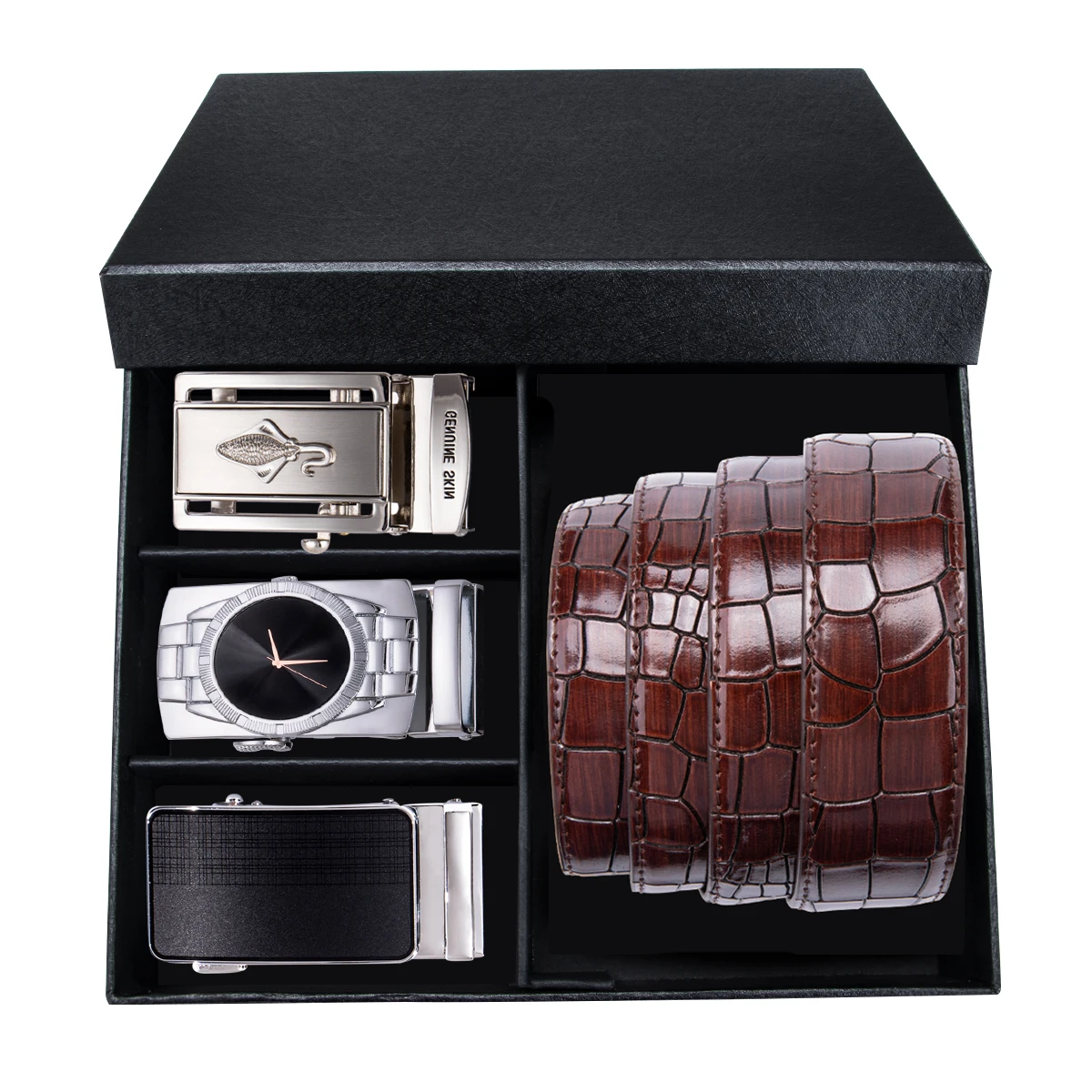 Hi-Tie Men's Box Belt Genuine Leather Belt & Three Sliver Belt Buckles for Men Gift Red Crocodile Leather Pattern Male Belts
Hi-Tie Men's Box Belt Genuine Leather Belt & Three Sliver Belt Buckles for Men Gift Red Crocodile Leather Pattern Male Belts
