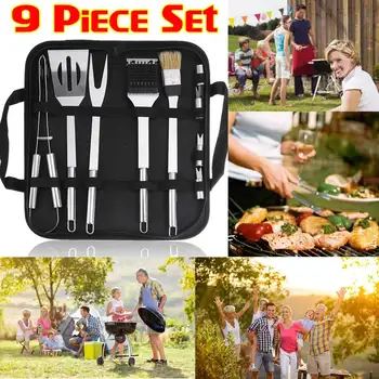 9 Pcs Stainless Steel BBQ Tools Set Barbecue Grilling Utensil Accessories Camping Outdoor Cooking Tools Kit with Storage Bag
9 Pcs Stainless Steel BBQ Tools Set Barbecue Grilling Utensil Accessories Camping Outdoor Cooking Tools Kit with Storage Bag
