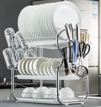 Kitchen Storage Racks Stainless Steel Three-layer Three-plate Kitchen Drain Dish Rack (chopstick Holder + Cutting Board)
Kitchen Storage Racks Stainless Steel Three-layer Three-plate Kitchen Drain Dish Rack (chopstick Holder + Cutting Board)