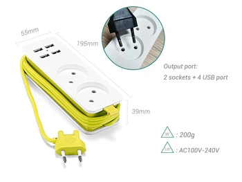 EU Power Strip Surge Protector EU Travel Plug Extension Socket Outlet 1.5m 4 USB 5V 2A Smart Phone Charger Wall
EU Power Strip Surge Protector EU Travel Plug Extension Socket Outlet 1.5m 4 USB 5V 2A Smart Phone Charger Wall