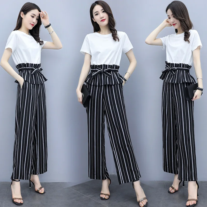 Elegant Fashion Set 2019 Summer New Style Korean-style Slim Fit Slimming Western Style Two-Piece Set Stripes Loose Pants WOMEN'S
Elegant Fashion Set 2019 Summer New Style Korean-style Slim Fit Slimming Western Style Two-Piece Set Stripes Loose Pants WOMEN'S