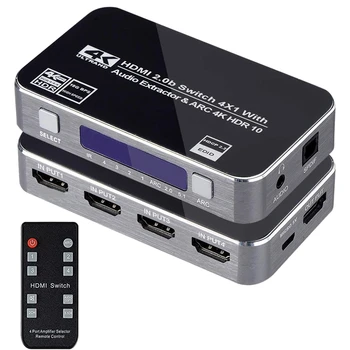 4K HDMI Switch UHD 4 Input 1 Output 4X1 HDMI Switcher o Extractor with ARC IR Control for Apple TV PS4 EU Plug
4K HDMI Switch UHD 4 Input 1 Output 4X1 HDMI Switcher o Extractor with ARC IR Control for Apple TV PS4 EU Plug