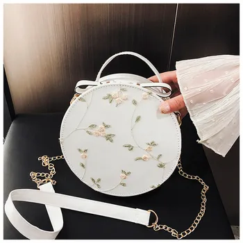 Hot Sale Sweet Lace Round Handbags High Quality PU Leather Women Crossbody Bags Female Small Fresh Flower Chain Shoulder White 
Hot Sale Sweet Lace Round Handbags High Quality PU Leather Women Crossbody Bags Female Small Fresh Flower Chain Shoulder White