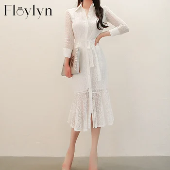 Vintage Turn-down Collar Lace Up Women Mermaid Dress Single Breasted Lace up Female Long Dress 2019 Elegant Party Vestidos femme
Vintage Turn-down Collar Lace Up Women Mermaid Dress Single Breasted Lace up Female Long Dress 2019 Elegant Party Vestidos femme
