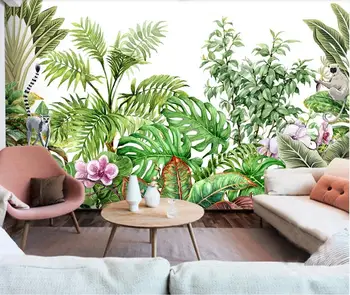 Customized large wallpaper mural Nordic hand-painted tropical plants background wallpaper mural 
Customized large wallpaper mural Nordic hand-painted tropical plants background wallpaper mural