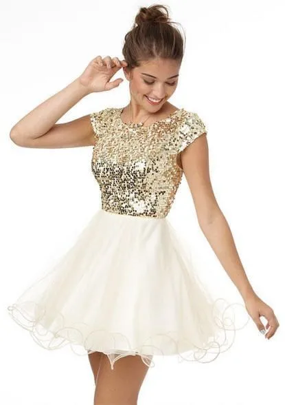 Actual Images Cheap Gold Sequins A Line Homecoming Scoop Neck and Cap Sleeves Tulle Prom Graduation Gown bridesmaid dresses
Actual Images Cheap Gold Sequins A Line Homecoming Scoop Neck and Cap Sleeves Tulle Prom Graduation Gown bridesmaid dresses