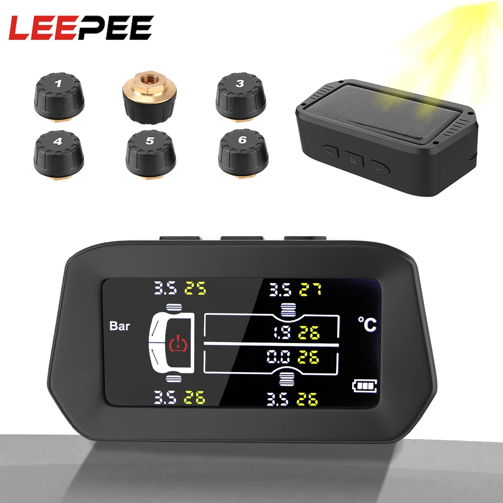LEEPEE 6 Tires Light Truck Car TPMS Tyre Pressure Monitoring System Freight Car Security Alarm Systems Digital LCD Display
LEEPEE 6 Tires Light Truck Car TPMS Tyre Pressure Monitoring System Freight Car Security Alarm Systems Digital LCD Display
