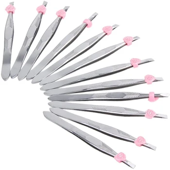 12Pcs/Set Stainless Steel Slanted Eyebrow Tweezers Face Hair Removal Clip Makeup Tool Ladies Cosmetics Beauty
12Pcs/Set Stainless Steel Slanted Eyebrow Tweezers Face Hair Removal Clip Makeup Tool Ladies Cosmetics Beauty