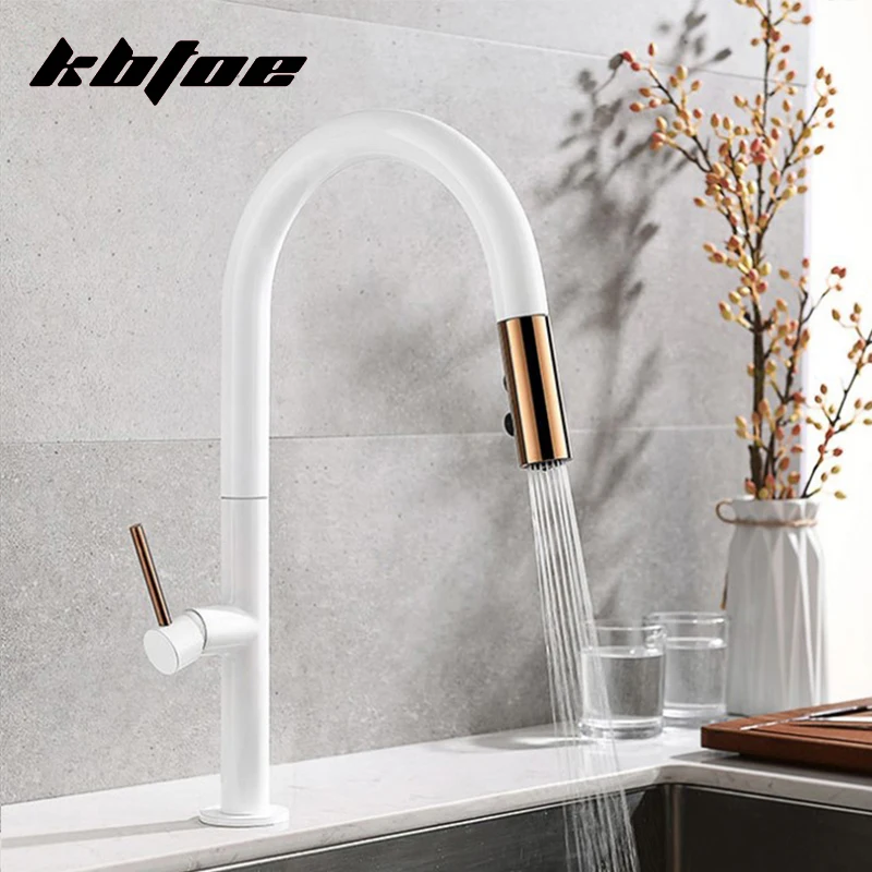 

Kitchen Faucet Single Hole Pull Out Spout Sprayer Head Deck Mounted Hot and Cold Water Sink Mixer Tap Brass Wash Vessel Tap