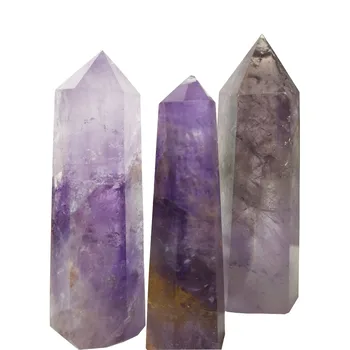 

Natural Hand Carved Amethyst Quartz Tower Polished Crystal Points Wand Healing Gemstones For Gifts Home Decorations ZX