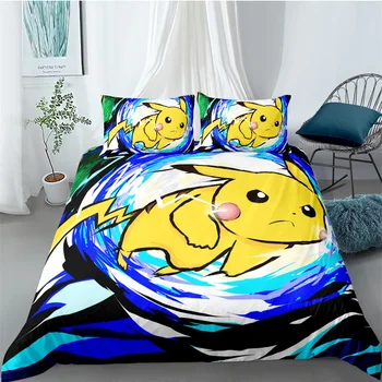 Pika chu Poke mon Anime Party Duvet Cover Set Bed Linen Set Janpanese Game Character Cartoon Bedding Set 3PCS for Kids Girls
Pika chu Poke mon Anime Party Duvet Cover Set Bed Linen Set Janpanese Game Character Cartoon Bedding Set 3PCS for Kids Girls