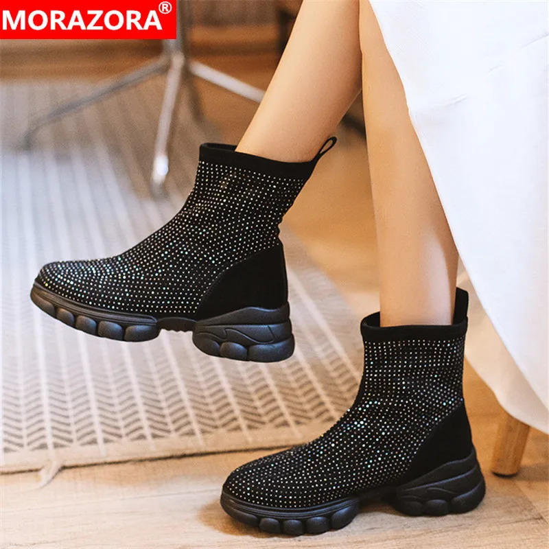 MORAZORA 2020 top quality suede leather flat platform boots women casual shoes crystal round toe spring autumn ankle boots woman
MORAZORA 2020 top quality suede leather flat platform boots women casual shoes crystal round toe spring autumn ankle boots woman
