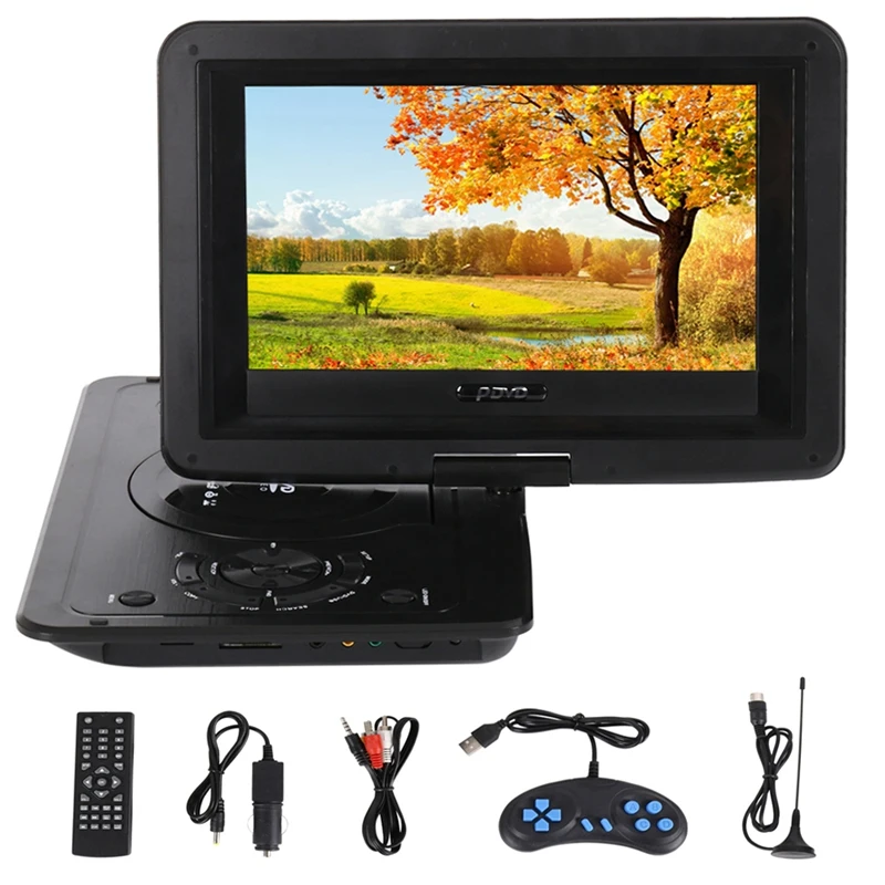 

Portable Mini Dvd Player 13.9Inch Hd Tv Movies Lcd Mobile Swivel Usb Screen Rotation for Car Multi Media Video Game Play(Eu Plug