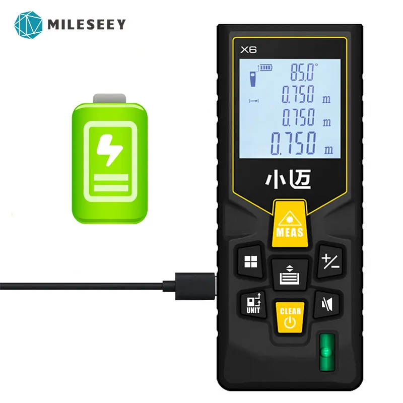 Mileseey X6 Rechargeable 40M 70M Laser Distance Meter rangefinder laser tape range finder build measure device ruler test tool
Mileseey X6 Rechargeable 40M 70M Laser Distance Meter rangefinder laser tape range finder build measure device ruler test tool