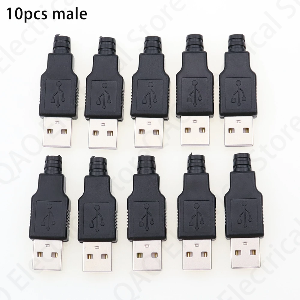 10pcs Type A Male USB 4 Pin Plug Socket Connector With Black Plastic Cover Type-A DIY Kits
10pcs Type A Male USB 4 Pin Plug Socket Connector With Black Plastic Cover Type-A DIY Kits