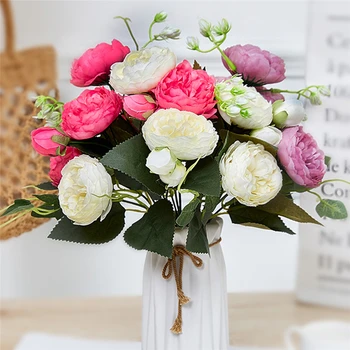 5 Heads/Bouquet Artificial Flowers Silk Roses 4 Small Bud Simulation Flowers Peony Home Autumn Summer Decora For Wedding
5 Heads/Bouquet Artificial Flowers Silk Roses 4 Small Bud Simulation Flowers Peony Home Autumn Summer Decora For Wedding