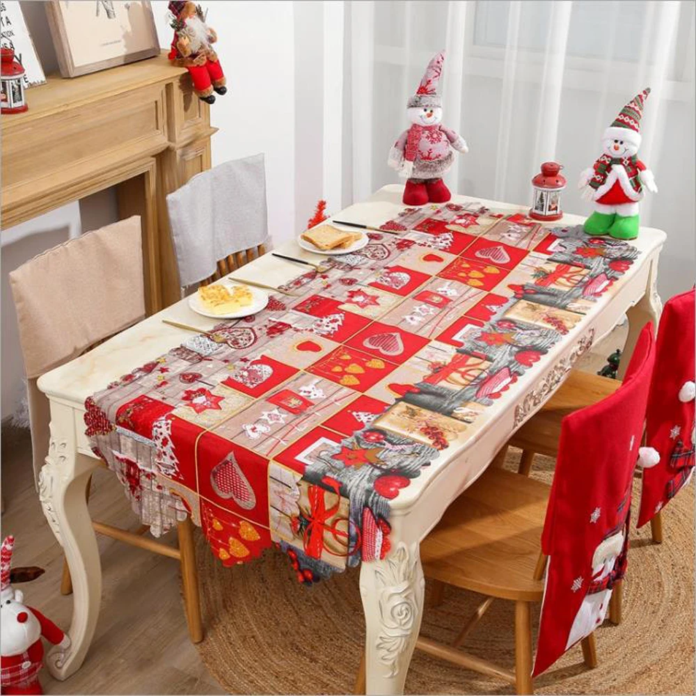 

Christmas Gift Linen Elk Snowman Table Runner Merry Christmas Decor for Home 2020 Xmas Ornaments New Year's Decor 2021 Navidad