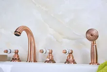 Antique Red Copper Brass Widespread Three Handles Deck Mounted 5 Holes Bathroom Tub Faucet Mixer Tap With Handshower mtf234
Antique Red Copper Brass Widespread Three Handles Deck Mounted 5 Holes Bathroom Tub Faucet Mixer Tap With Handshower mtf234