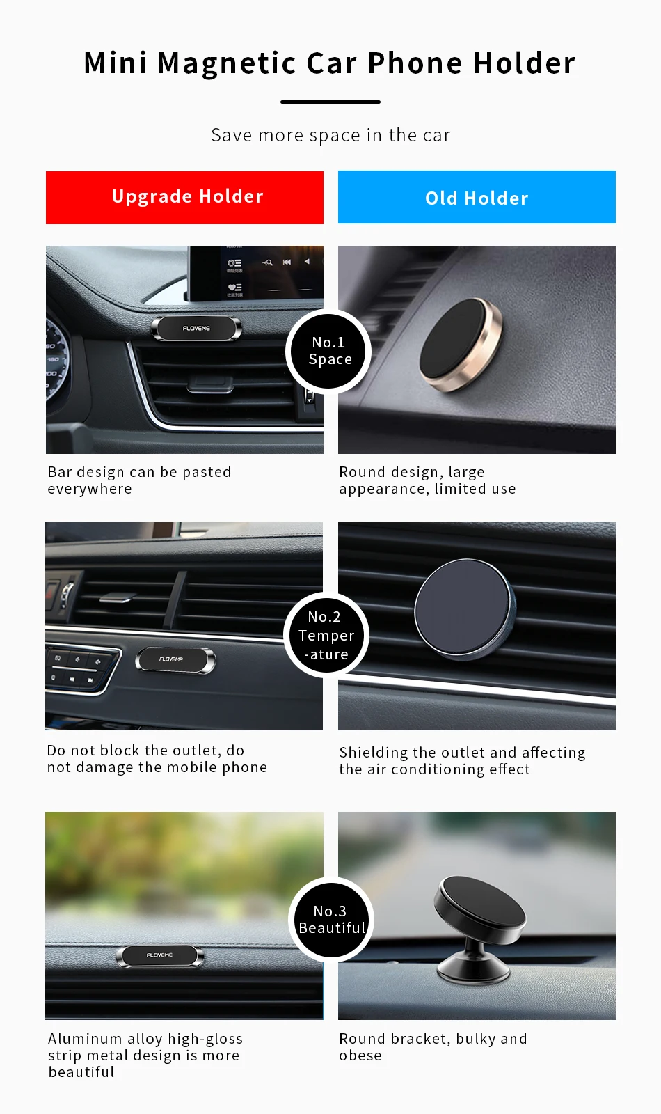 FLOVEME Magnetic Car Phone Holder For Phone in Car Strong Magnet Strip Phone Holder For iPhone 11 Pro Samsung Universal Suporte