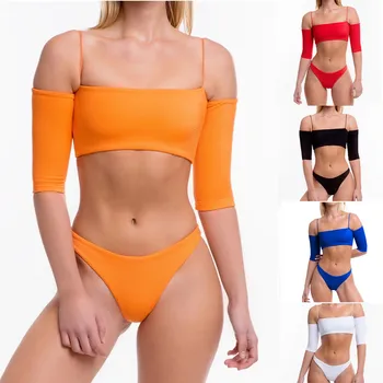 New Design Women Sexy Bathing Suit Push-Up Padded Biquini Pure Color Split Underwear Set Quarter Sleeves Lengerie Traje de baño
New Design Women Sexy Bathing Suit Push-Up Padded Biquini Pure Color Split Underwear Set Quarter Sleeves Lengerie Traje de baño