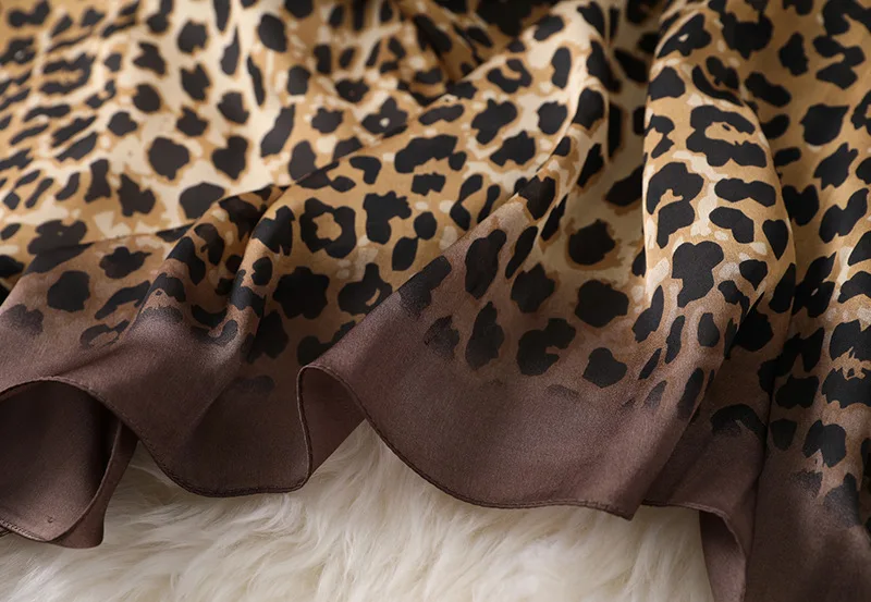 Women Winter Leopard Silk Shawls Wraps