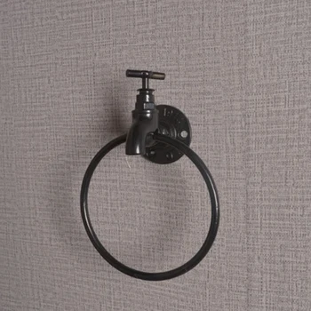 Wall mounted Ring Hook Black Industrial Retro style Iron Holder Organizer
